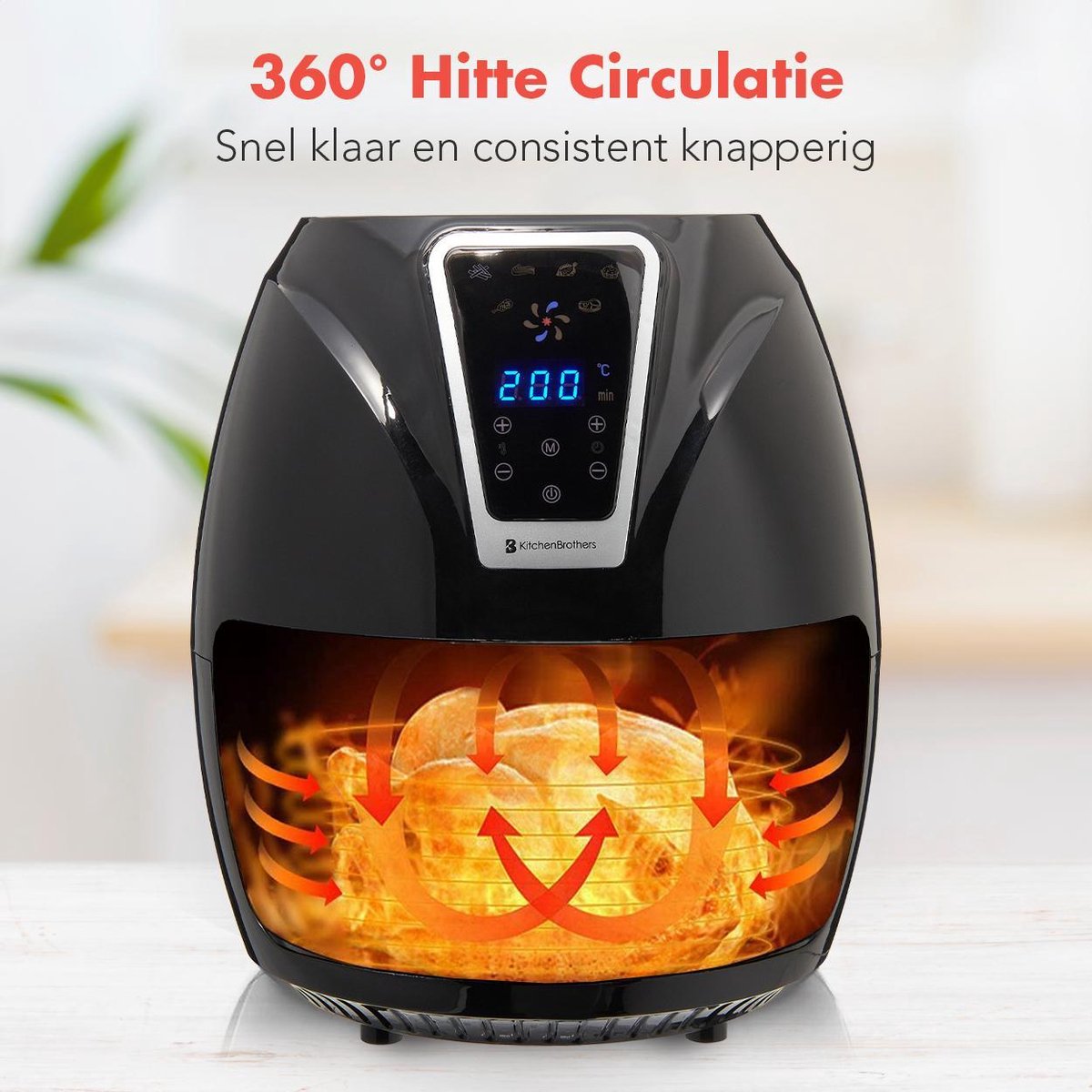 KitchenBrothers Mini Airfryer - 3,5 Liter - 1300W - PFAS-Vrij - 80ºC tot 200ºC - Kleine Heteluchtfriteuse voor 1, 2 en 3 Pesonen - Zwart – foto 4