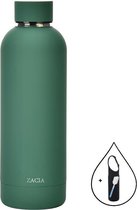 ZaCia Drinkfles Groen incl. Drinkfleshoes en Schoonmaakspons - Thermosfles Waterfles - Roestvrij Staal RVS - 500ML