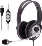 Gaming Headset - Stereo hoofdtelefoon met microfoon - USB -  geschikt voor PC + PlayStation - Over ear - Zwart/Zilver