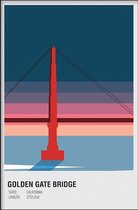 Walljar - Golden Gate Bridge United States - Muurdecoratie - Poster met lijst