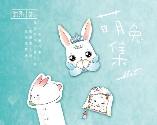 Signets et Règles Lapins | Marque-page | Règle | Signets mignons de lapin mignon | Règle de 11 cm | 30 Signets différents | 30 Règles différentes