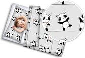 Baby dekbedovertrek 2 delig set -100% Katoen- Grijs Panda ontwerp 135x100 cm