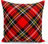 Velvet Kussenhoes - Rood Tartan - 45x45 - kussensloop - Aan beide zijden bedrukt