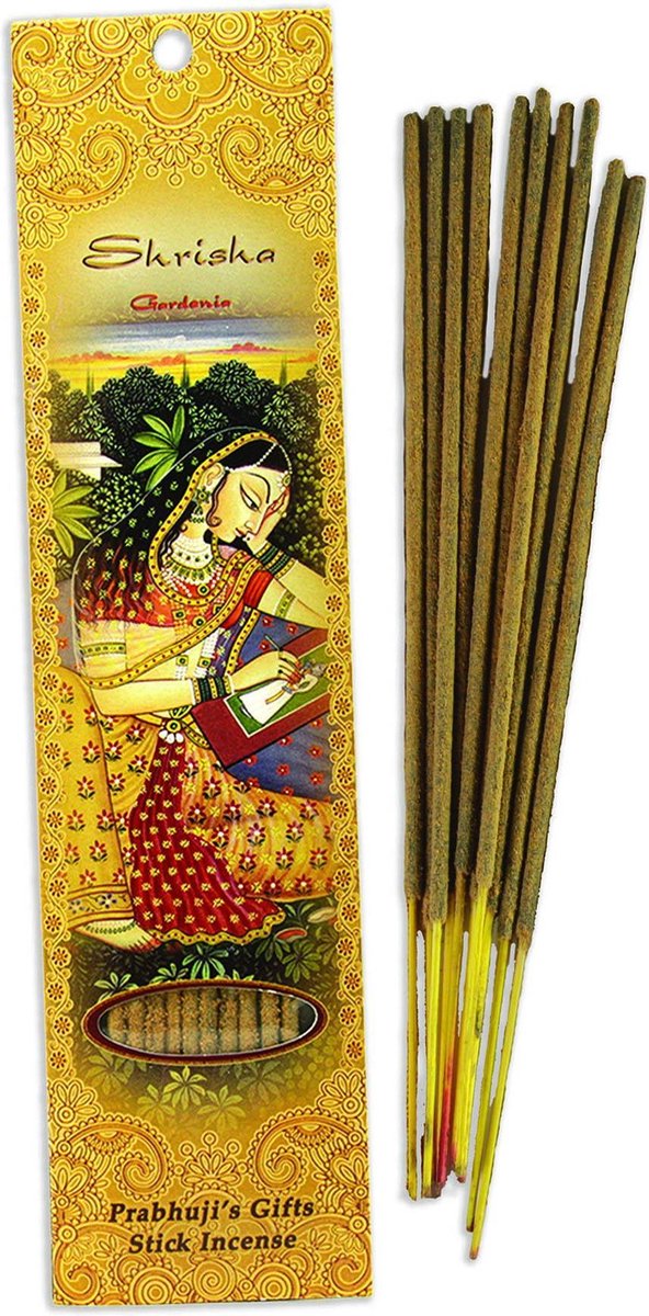Wierooksticks, handgerold, 'Shrisha' met gardenia, 20 sticks
