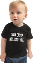 Correctie only child big brother cadeau t-shirt zwart voor baby / kinderen - Aankodiging zwangerschap grote broer 68