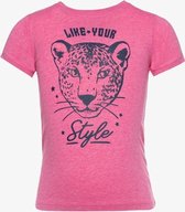 TwoDay meisjes T-shirt met tijgerkop - Roze - Maat 110