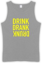 Grijs Tanktop met “ Drink. Drank, Drunk “ print Geel  Size XL