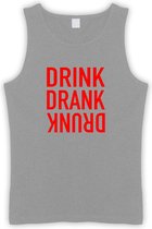 Grijs Tanktop met “ Drink. Drank, Drunk “ print Rood  Size XXL
