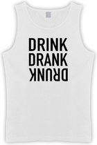Witte Tanktop met “ Drink. Drank, Drunk “ print Zwart  Size XXXXL