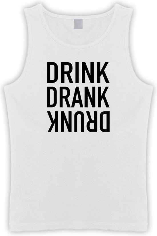 Witte Tanktop met “ Drink. Drank, Drunk “ print