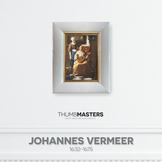 De liefdesbrief - Witte lijst met gouden kader | Thumbmasters - 21x26cm | Klein meesterwerk van Johannes Vermeer