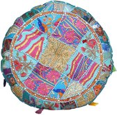 Patchwork yogakussen Lali Turquoise | Indiaas zitkussen Boho Style