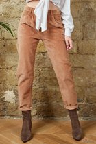 Broek Toxik3 hoge taille velour mom fit camel