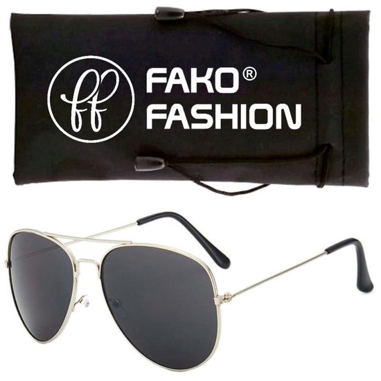 Fako Fashion® - Piloten Zonnebril - Pilotenbril - Piloot Zonnebril - Zilver - Zwart
