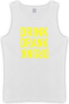 Witte Tanktop met “ Drink. Drank, Drunk “ print Geel  Size XXXXL