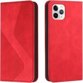 Skin Feel Magnetisch S-type Effen Kleur Horizontale Flip Leren Hoes Met Houder & Kaartsleuf & Portemonnee Voor iPhone 11 Pro Max (Rood)