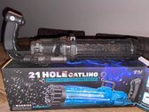 LED Gatling bubbel gun EXTREME - Bellenblaas inclusief vloeistof - 21 gaten - Zwart