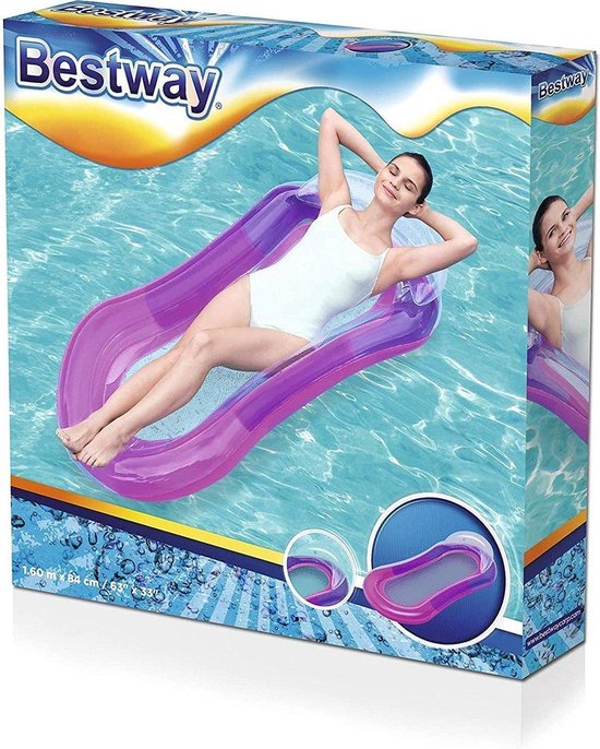 Foto: Bestway aqualounge water luchtbed met netbodem 160 x 84 cm paars