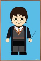 JUNIQE - Poster met kunststof lijst Harry Potter Toy -20x30 /Blauw &