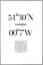 JUNIQE - Poster met kunststof lijst London -30x45 /Wit & Zwart