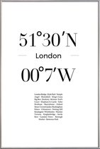 JUNIQE - Poster met kunststof lijst London -20x30 /Wit & Zwart