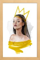 JUNIQE - Poster met houten lijst Rihanna -13x18 /Geel & Wit