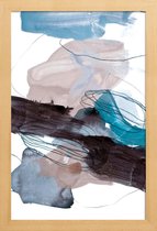 JUNIQE - Poster in houten lijst Blauw en Grijs - abstract -40x60