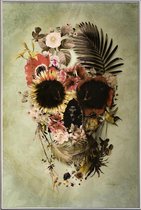 JUNIQE - Poster met kunststof lijst Garden Skull Light -40x60 /Grijs &