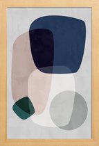 JUNIQE - Poster met houten lijst Graphic 190 -13x18 /Blauw & Grijs