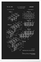 JUNIQE - Poster Legoblokje - Patentopdruk - Blauwdruk -40x60 /Zwart