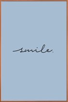 JUNIQE - Poster met kunststof lijst Smile -30x45 /Blauw