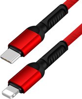 De Beste Gadgets USB-C naar Lightning Rood- Oplaadkabel en Datakabel - USB-C naar iPhone/iPad - USB-C naar iPhone - Type-c naar iPhone/iPad - USB c naar lightning kabel