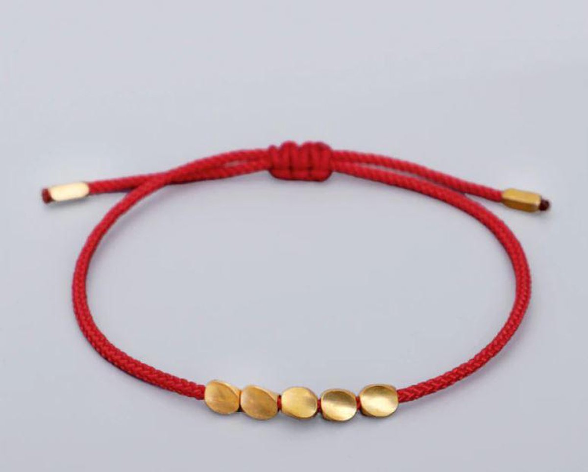 Premium handgemaakte Tibetaanse koperen kralen armband - Red - Rood