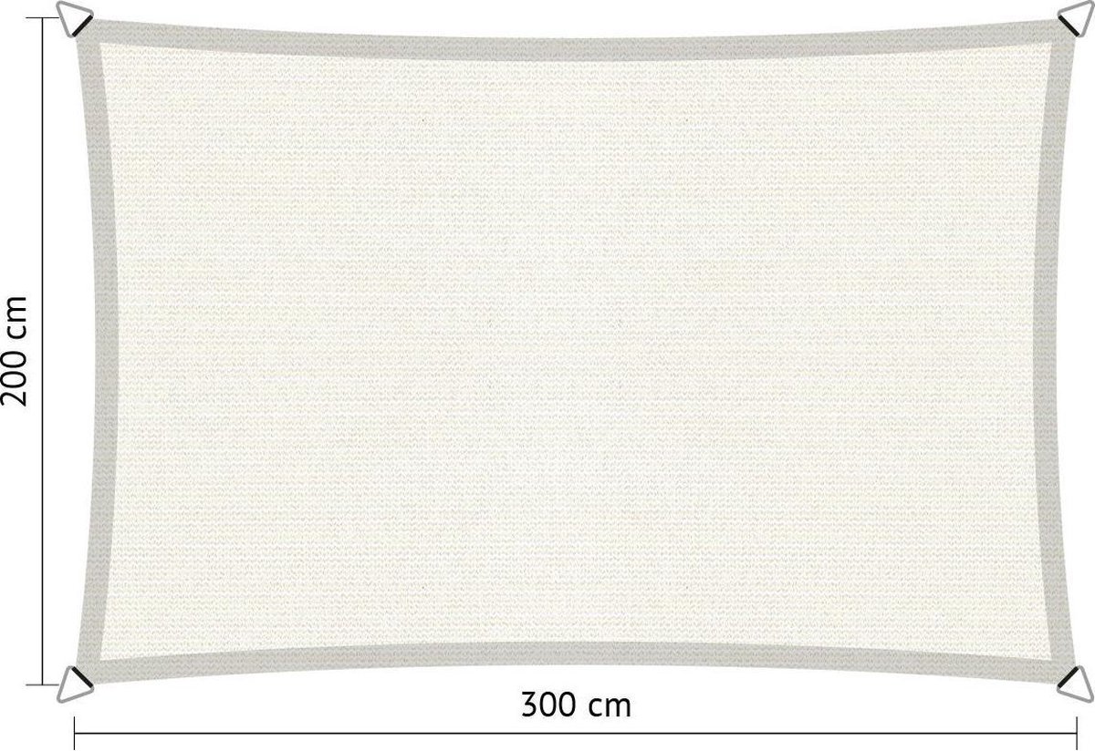 Compleet pakket: Shadow Comfort rechthoek 2x3m Arctic White met RVS Bevestigingsset en buitendoek reiniger