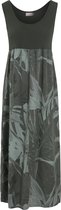 Cassis - Lange jurk in tencel met bladprint - Kaki