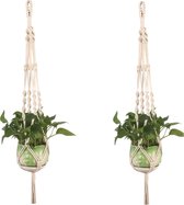 Bloempot hanger Luxe 105 cm Plantenhanger macramé - gevlochten touw katoen - 2 stuks - plantenpot ophangen