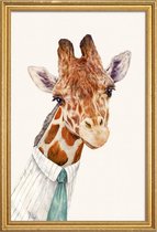 JUNIQE - Poster met houten lijst Mr Giraffe -20x30 /Bruin & Ivoor