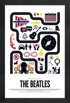 JUNIQE - Poster in houten lijst The Beatles -40x60 /Blauw & Rood