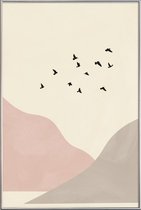 JUNIQE - Poster met kunststof lijst Flock Of Birds I -40x60 /Ivoor &
