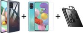 Samsung A51 Hoesje - Samsung Galaxy A51 hoesje siliconen case transparant cover - 1x Samsung A51 Screen Protector + 1x Camera Lens Screenprotector