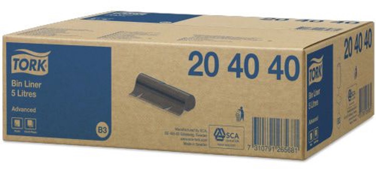 Goedkoopste Tork 204040 Afvalzakken 5 liter B3 33x40cm zwart à 1000 stuks (204040