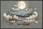 JUNIQE - Poster in kunststof lijst Ocean meets sky -20x30 /Blauw &