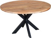 Zita Home - table à manger ronde - 120cm - manguier - bois - - pied métal noir - pied matrice épaisseur 4cm