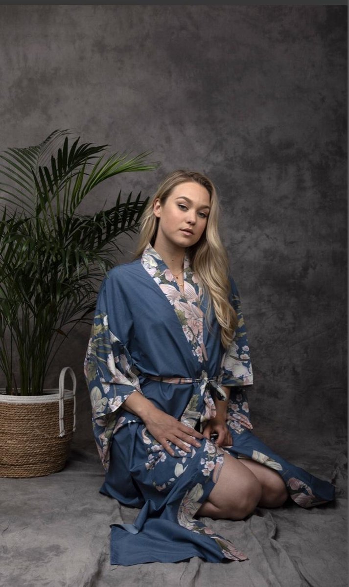 CRFASIBE 5 Stuks Japanse Kimono Badjas Dames, Traditionele Japanse Yukata Geisha Jurk, Kimono Kostuumset met Bloemenprint voor Cosplay met Accessoires(Blauwe Meer CRFASIBE 5 Stuks Japanse Kimono Badjas Dames, Traditionele Japanse Yukata Geisha Jurk, Kimono Kostuumset met Bloemenprint voor Cosplay met Accessoires(Blauwe Meer