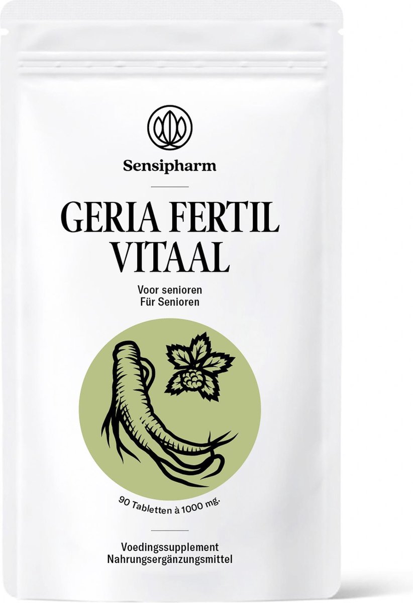 Sensipharm Geria Fertil Vitaal - Voedingssupplement bij Overgang/Menopauze, Ouderdom en Senioren - Natuurlijk - 90 Tabletten à 1000 mg