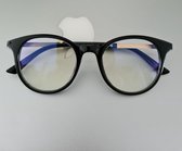 Bril op sterkte 0,0 - zwarte unisex leesbril - Blue Light Filter Glasses - Unisex Multi Media Bril 0.0 - elegante leesbril met brillenkoker en microvezeldoekje - JH191 zwart  - mon