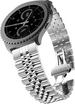 Smartwatch bandje - Geschikt voor Samsung Galaxy Watch 3 41mm, Active 2, 20mm horlogebandje - RVS metaal - Fungus - Vijf schakel - Zilver