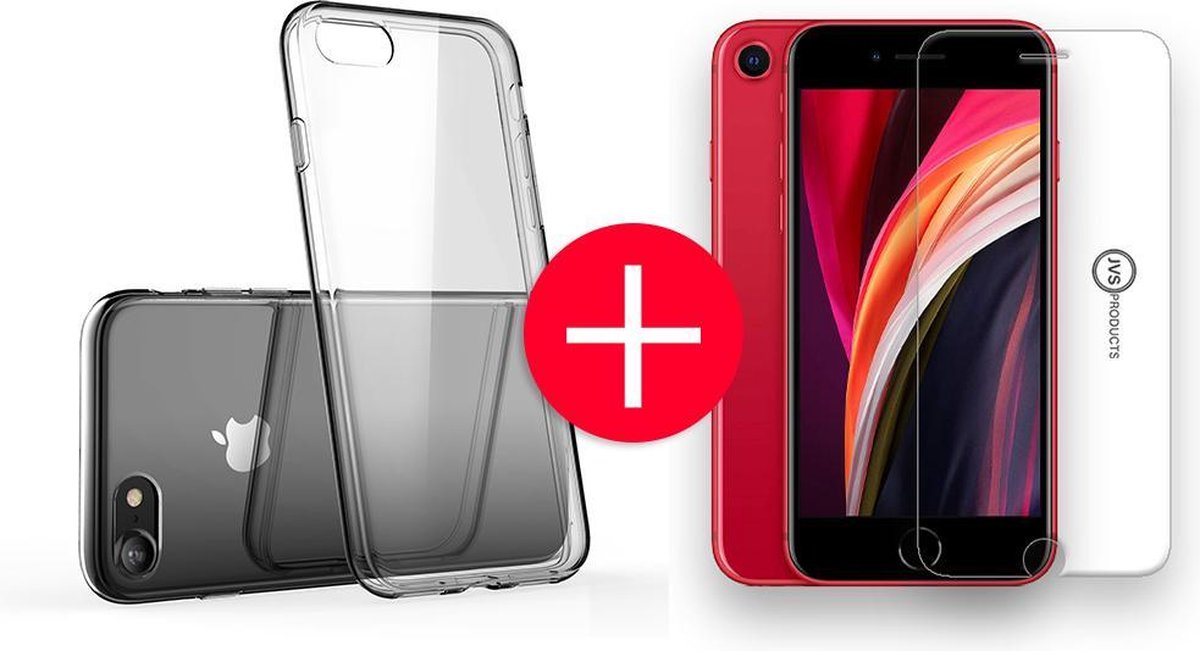 Hoesje geschikt voor iPhone SE 2020 + Screenprotector - Transparant - Hoes - Cover - Case - Screenprotector kit