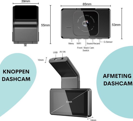 Nince Dashcam Auto - Full HD 1080P - 32GB SD - Voor & Achter - Hoge Kwaliteit