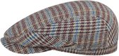 Stetson klassieke wollen flatcap winter pet met ruitje bordeaux blauw maat M 57 centimeter